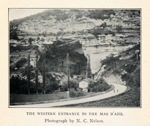 1927 Print Le Mas D'Azil France Entrance Cliff Mountian Landscape Cypress XGX3