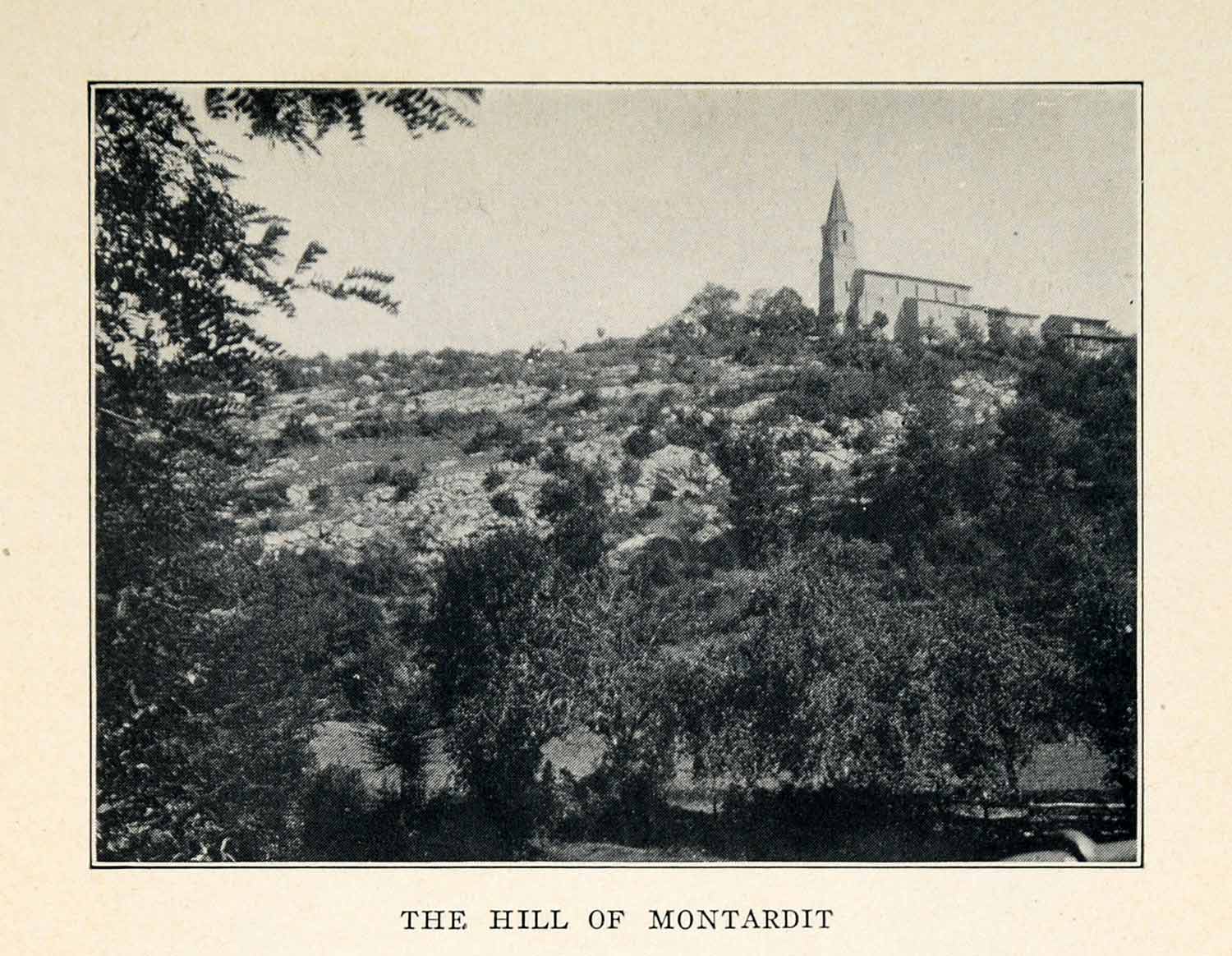 1927 Print Hill Montardit Ariege France Village Commune Orchard Landscape XGX3