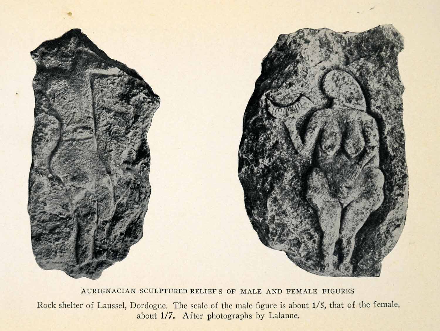 1927 Print Nude Figure Sculpture Relief Aurignacia Paleolithic Prehistoric XGX3