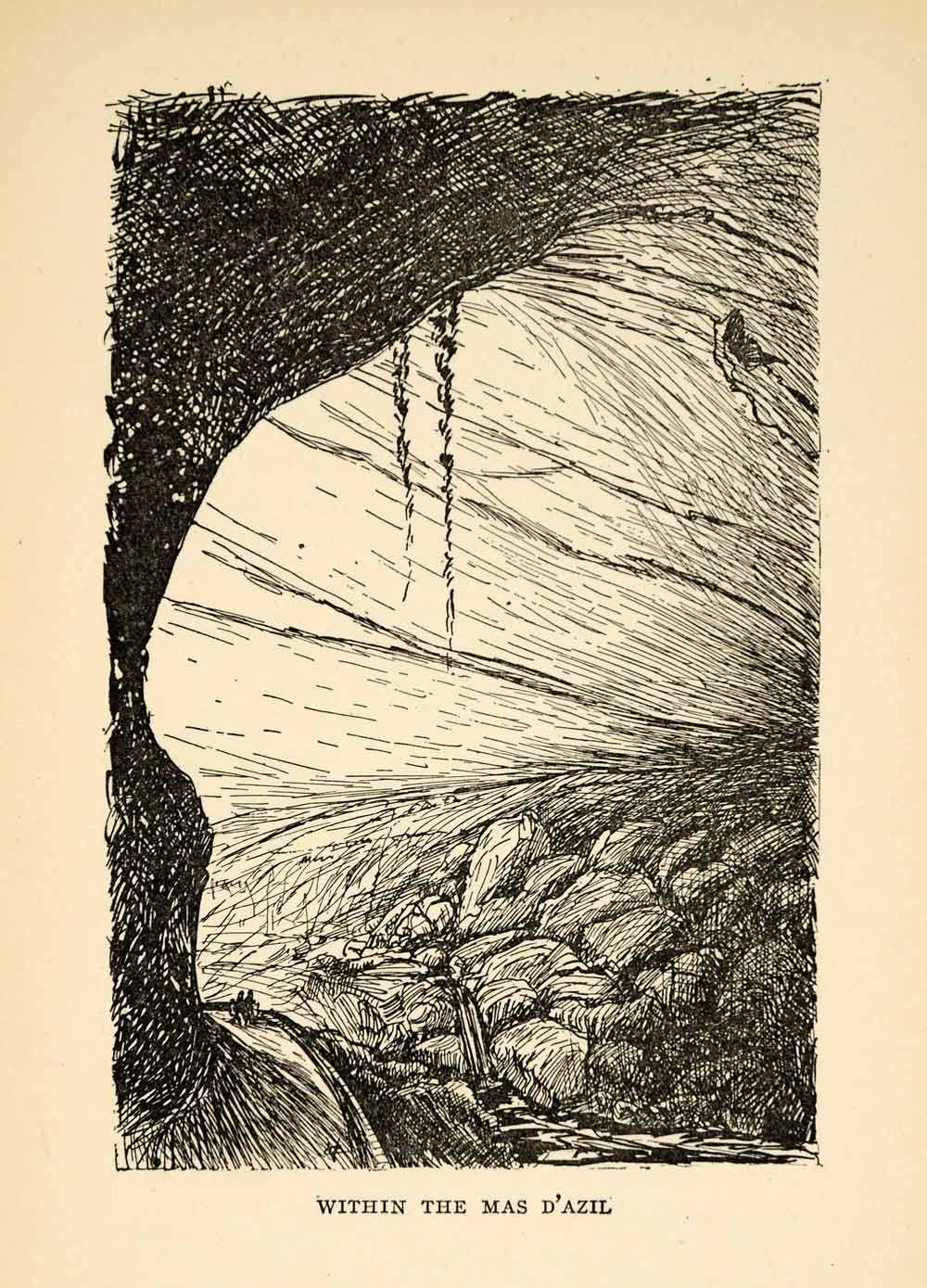 1927 Print Grotte Cave Mas D'Azil Ariege France Arize Couturier Pyrenees XGX3