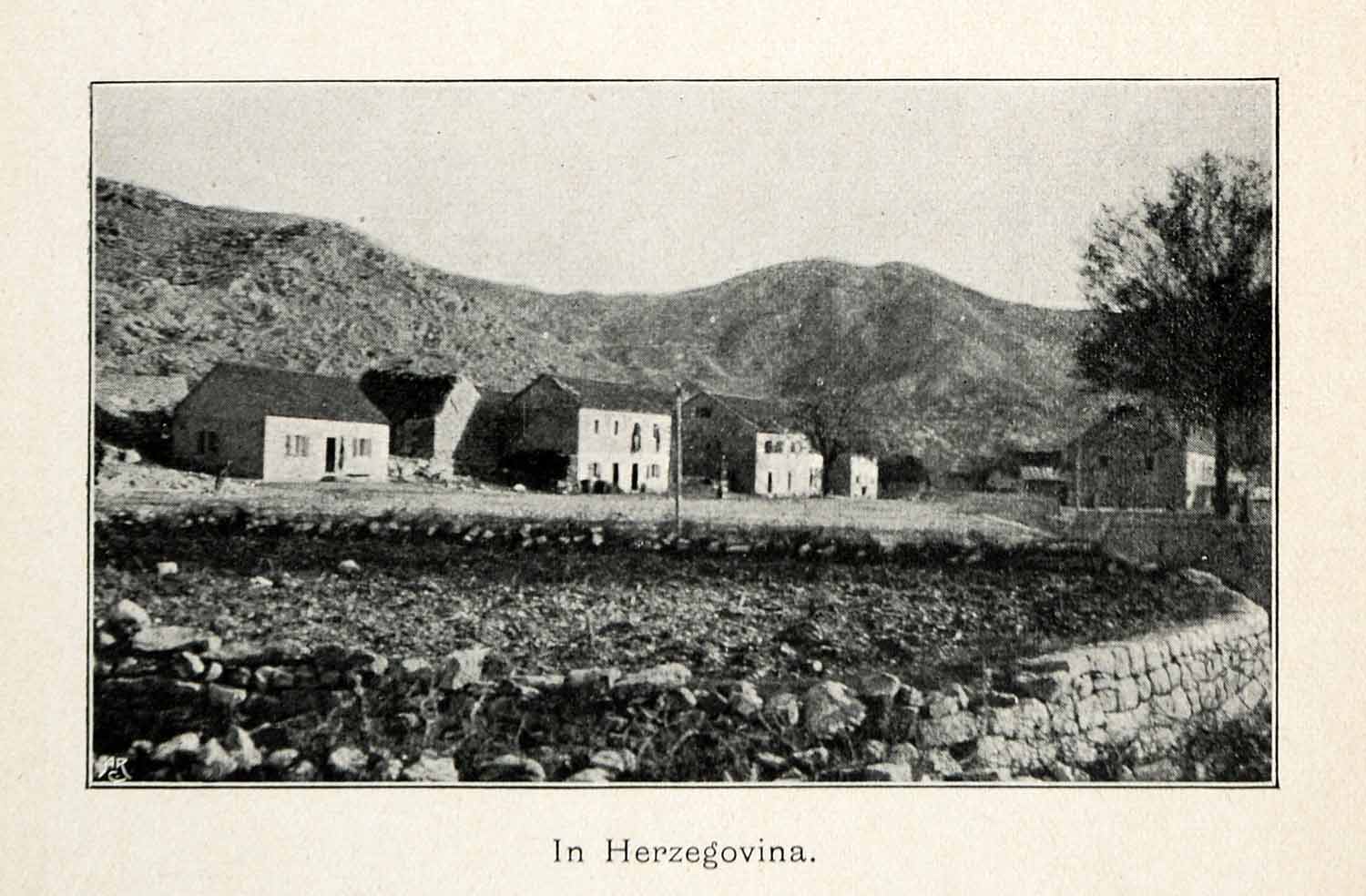 1907 Halftone Print Bosnia Herzegovina Home House Hill Stone Valley XGX5