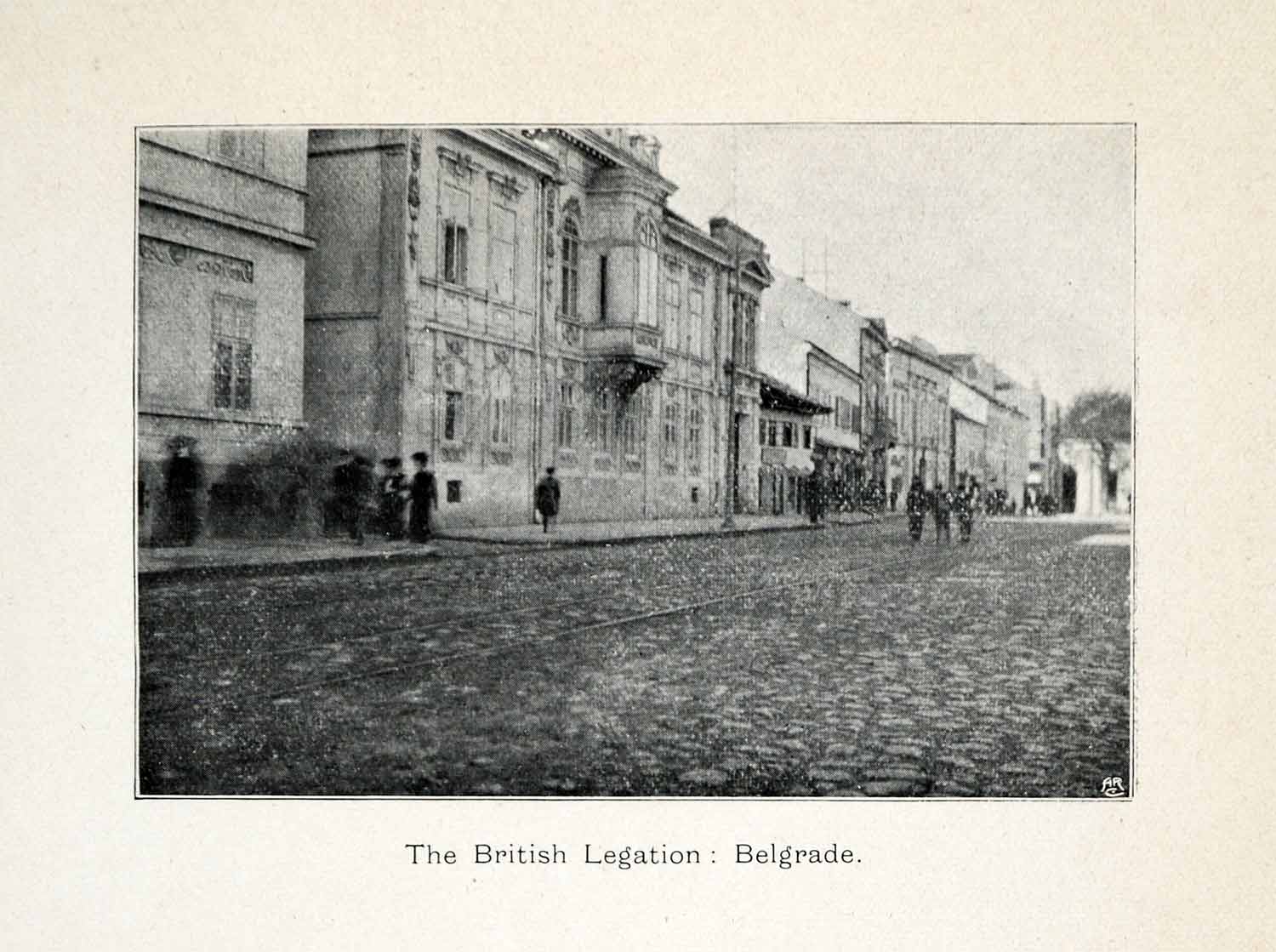 1907 Halftone Print Serbia British Legation Belgrade Street Town City XGX5