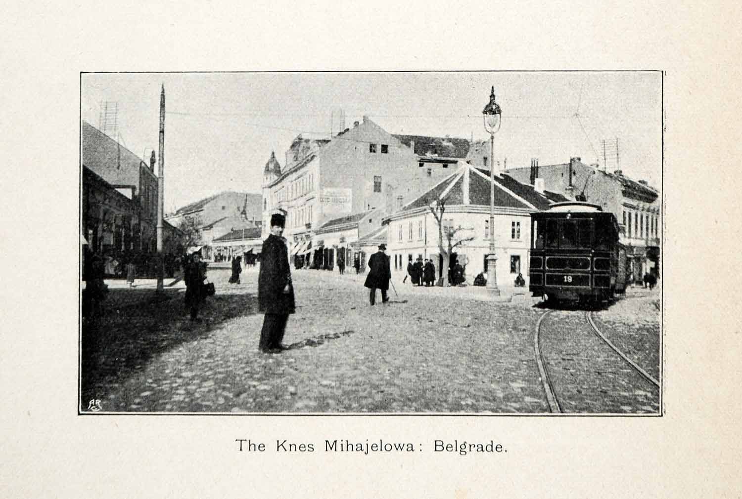 1907 Halftone Print Serbia Train Trolly Knes Mihajelowa Knez Mihailova XGX5