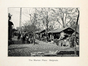 1907 Halftone Print Serbia Belgrade Market Place Shop Park Trade Store XGX5