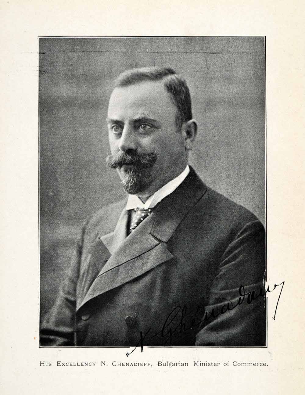 1907 Halftone Print Bulgaria Ghenadieff Minister Commerce Portrait XGX5