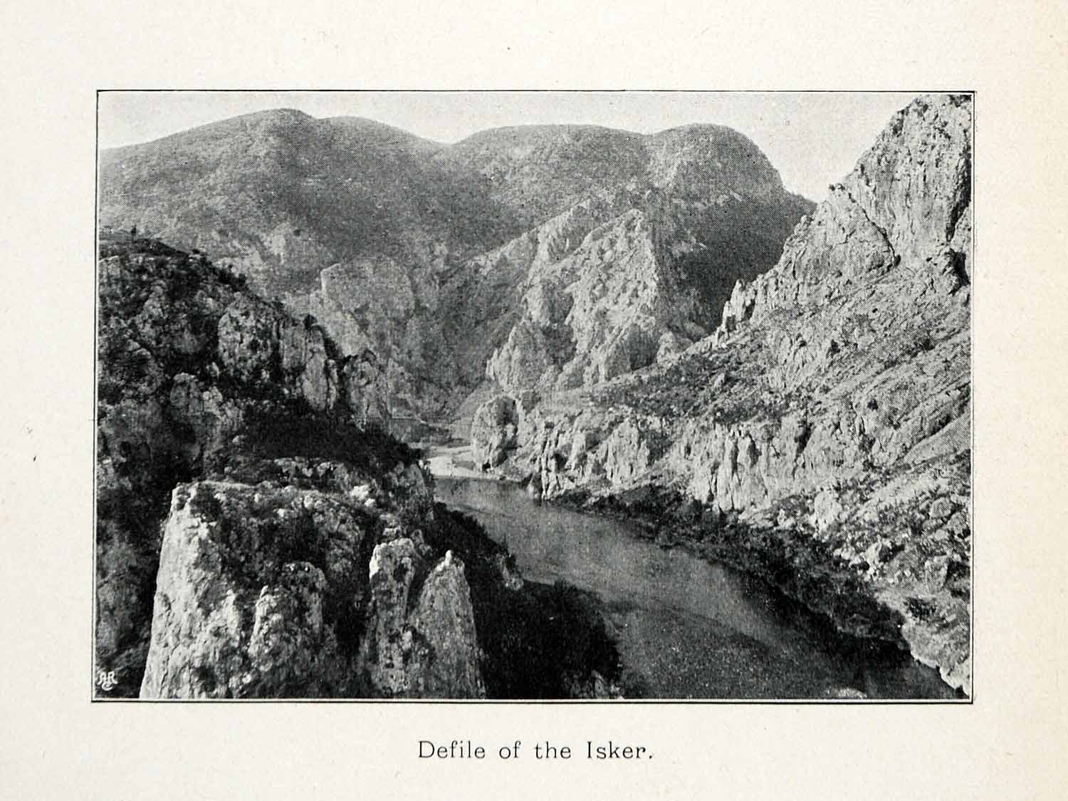 1907 Halftone Print Bulgaria River Mountain Valley Hill Canyon Rock XGX5