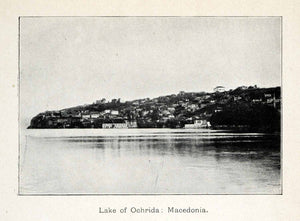 1907 Halftone Print Macedonia Lake Ochrida City Town Peninsula Hill Shore XGX5