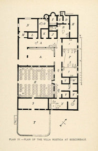 1899 Lithograph Architecture Roman Pompeii Italy Layout Villa Rustica XGX7