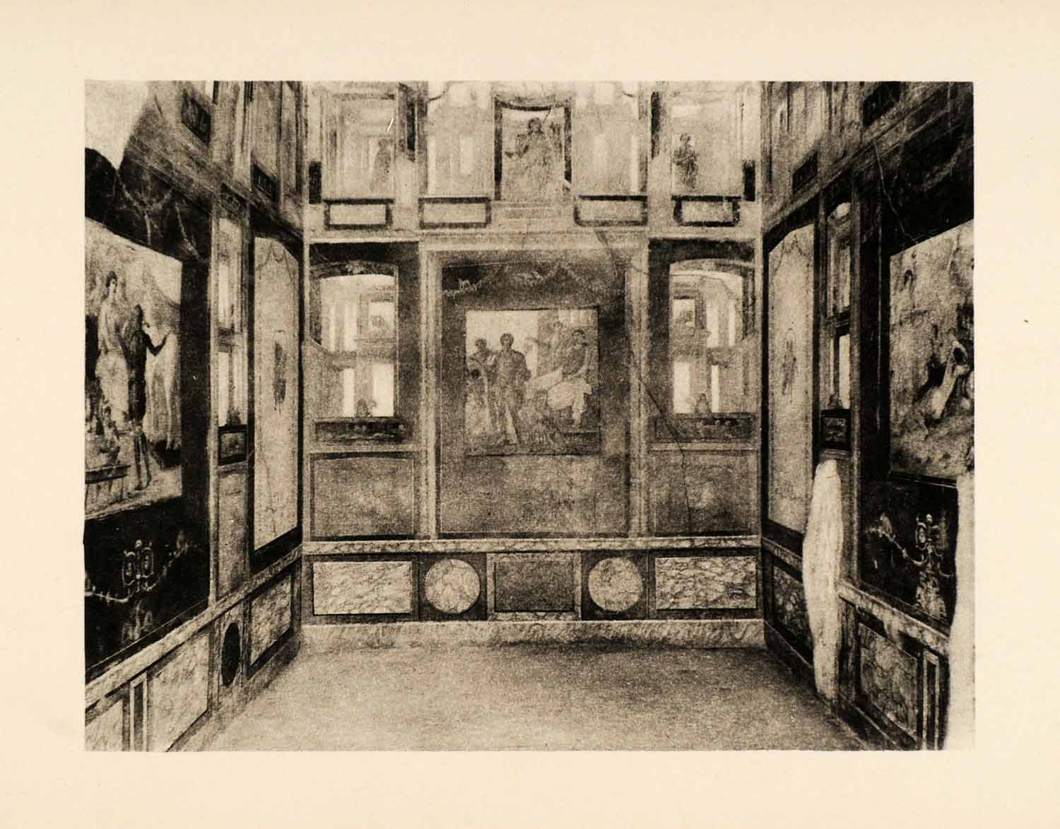 1899 Photogravure Pompeii Italy Roman Dining Room House Vetth Decor Fresco XGX7
