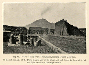 1899 Print Forum Trinagulare Mt. Vesuvius Roman Pompeii Italy Archaeology XGX7