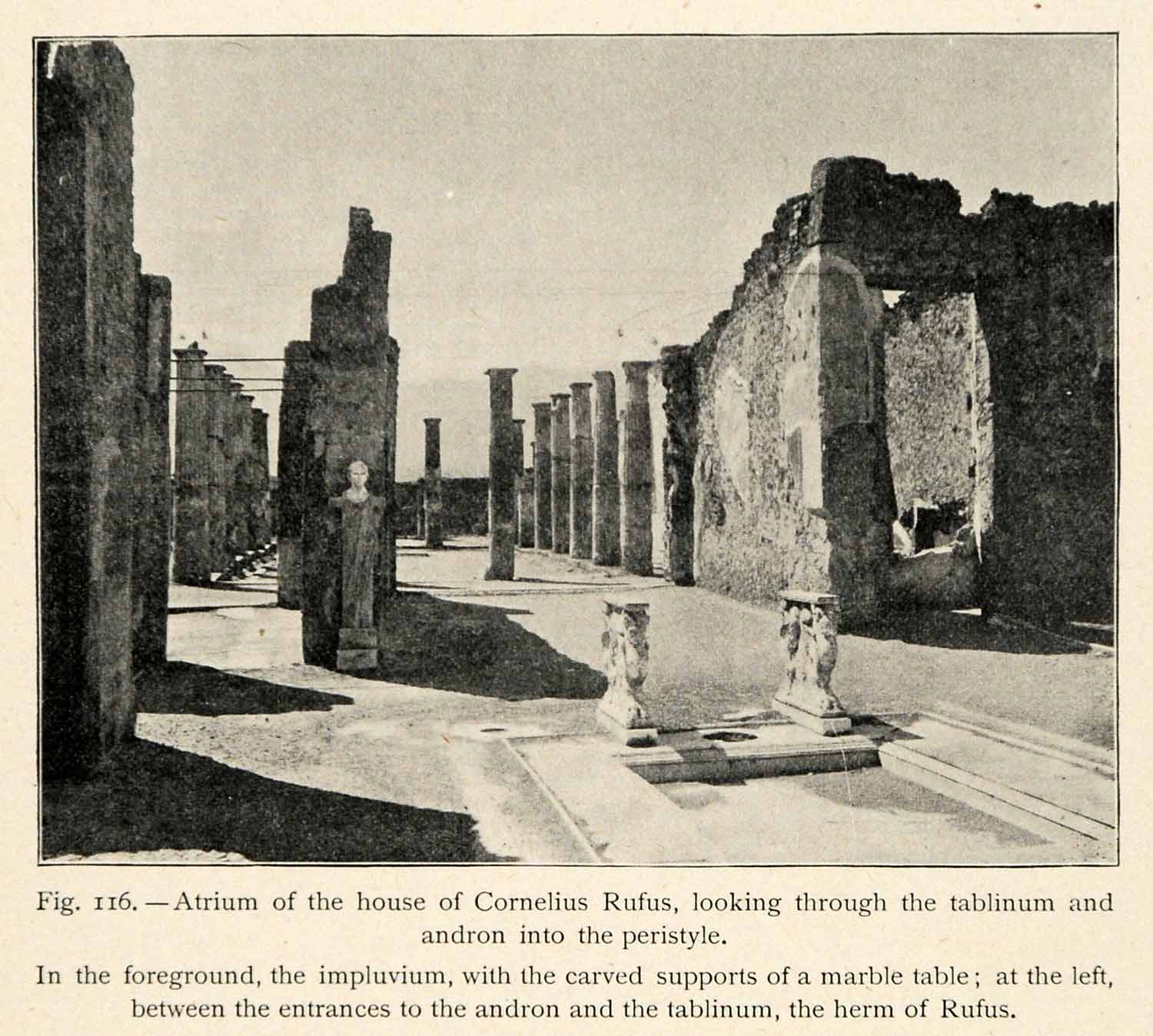 1899 Print Atrium Roman Pompeii Italy Cornelius Rufus Archeology XGX7