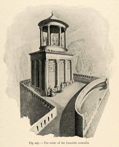 1899 Print Roman Pompeii Italy Tomb Istacidii Tower Masonry Corinthian XGX7