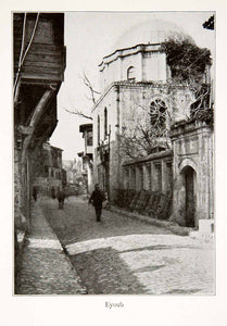 1926 Print Eyup Sultan Mosque Camii Turkey Streetscene Turbe Golden Horn XGXA3