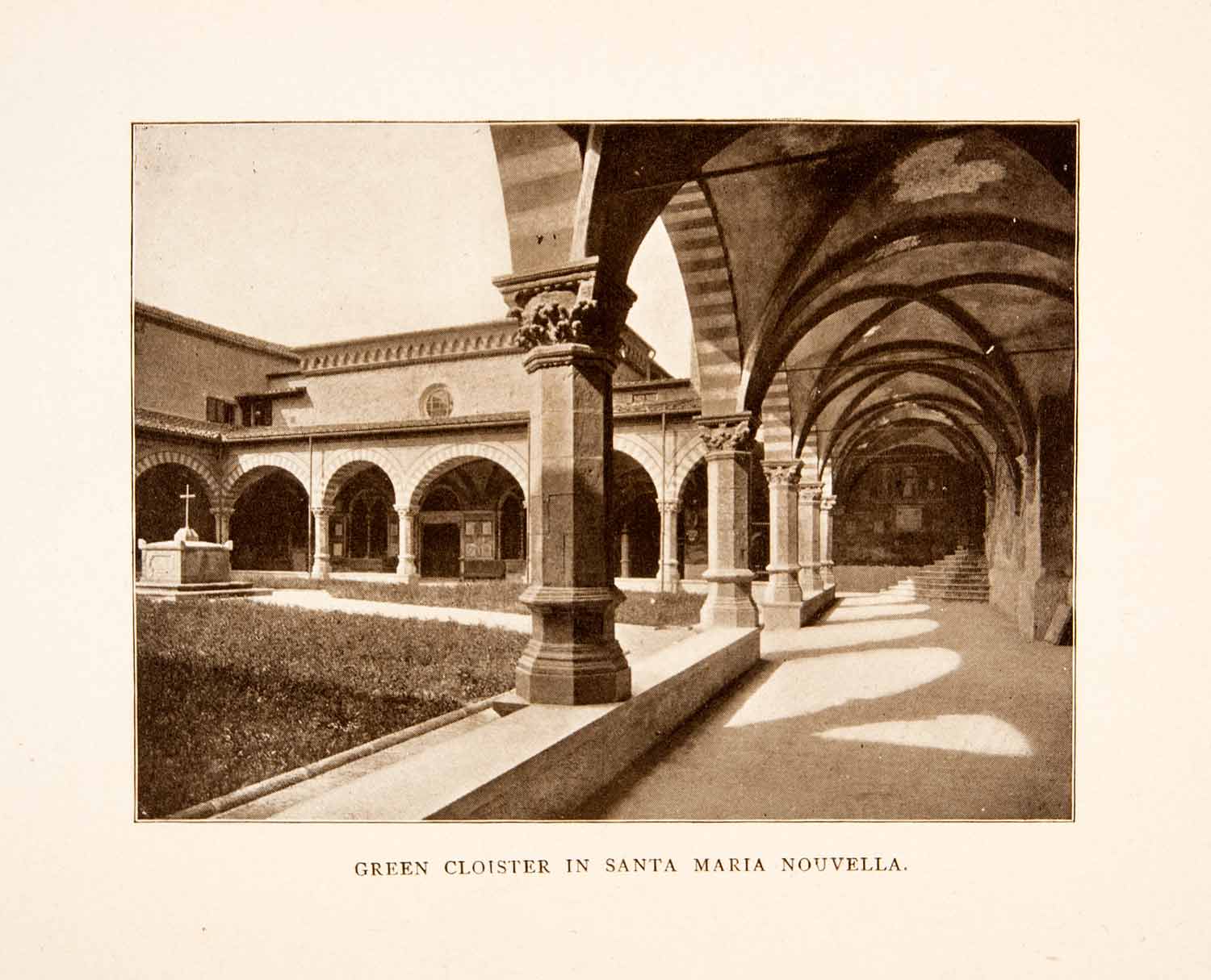 1906 Print Chiostro Verde Cloister Basilica Santa Maria Novella Florence XGXA4