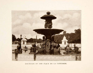1907 Print Fountain Place Concorde Paris France Sculpture Architecture XGXA5