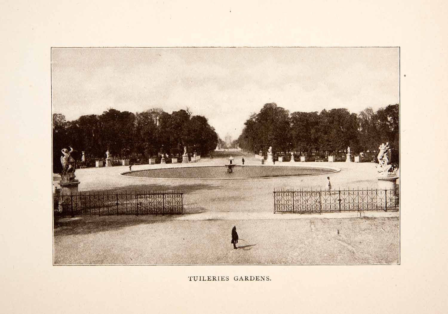 1907 Print Tuileries Gardens Paris France Historic Fountain Park Scenery XGXA5