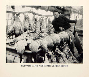 1933 Print Captain Lane Arctic Geese Alaska Birds Fowl Weapon Ship Food XGXA8