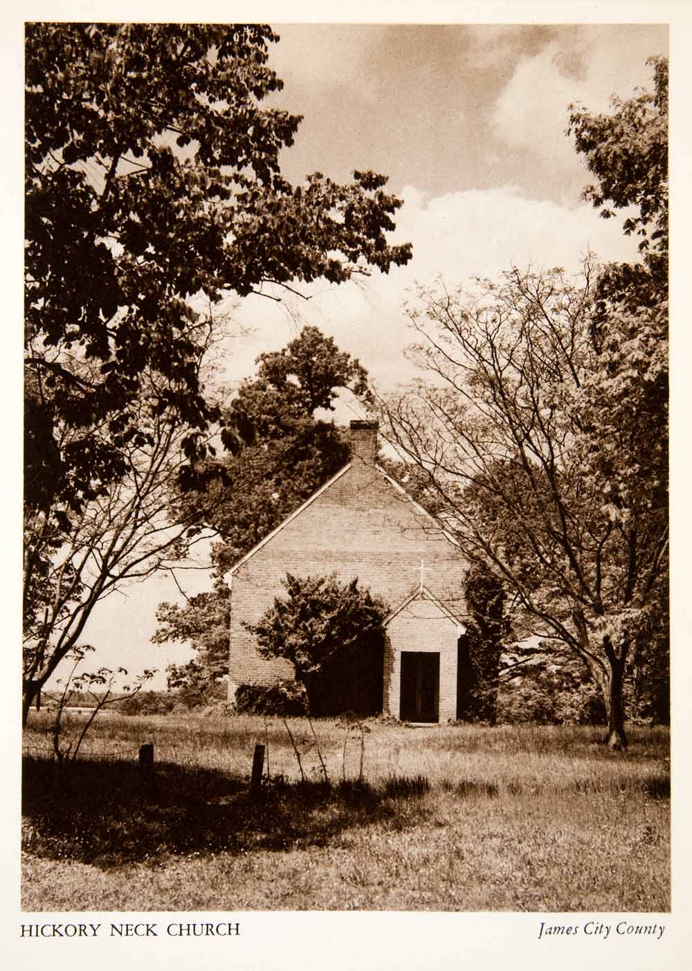 1947 Photogravure Colonial America Hickory Neck Church James City Virginia XGXB2