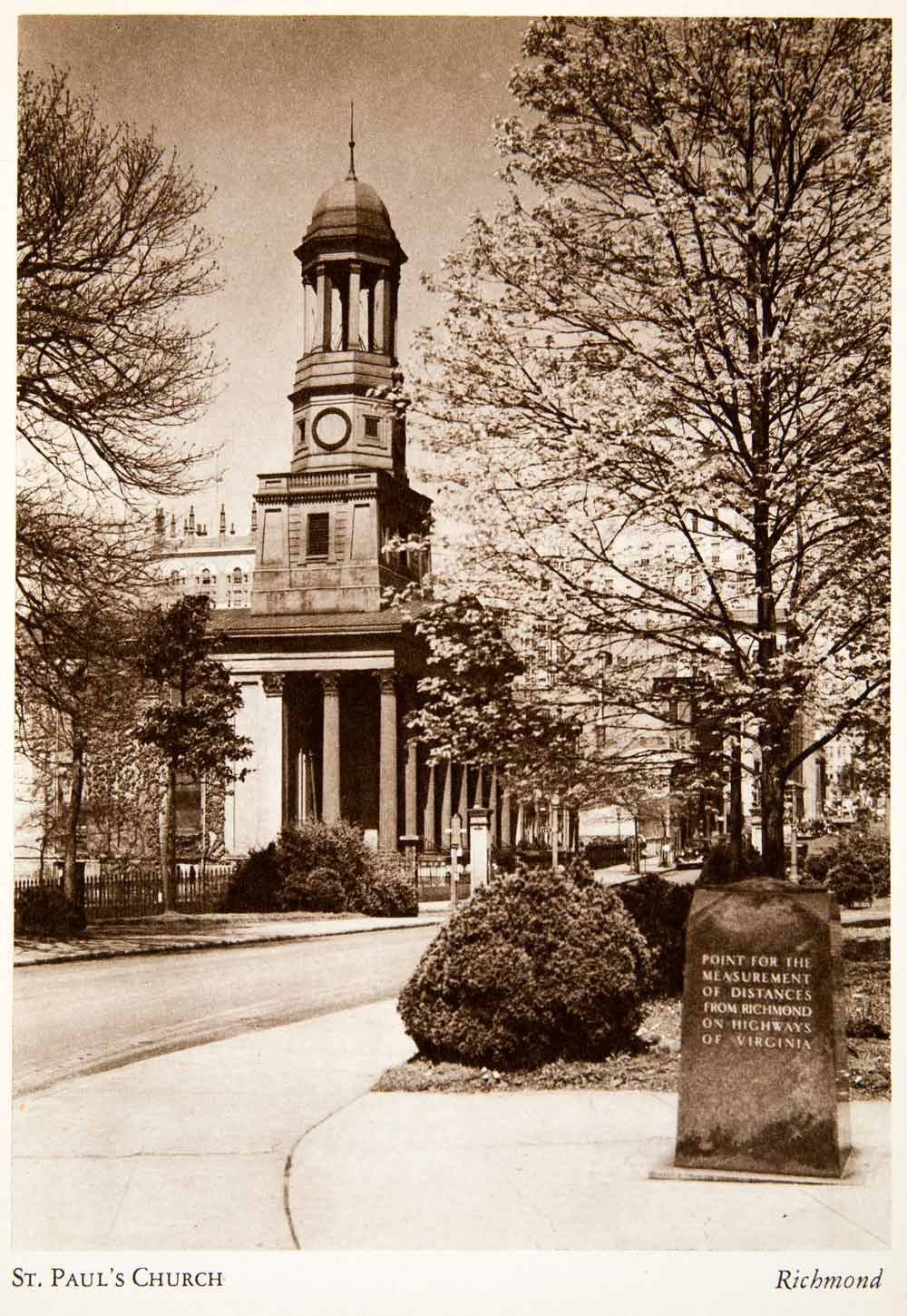 1947 Photogravure St. Paul's Church Richmond Virginia Capitol Greek XGXB2