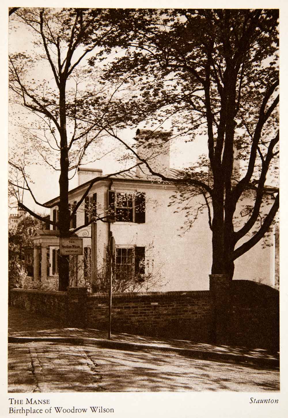 1947 Photogravure Manse Staunton Virginia Woodrow Wilson Birthplace XGXB2
