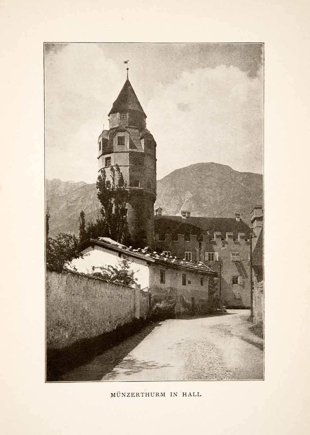 1905 Print Munzerthurm Hall Austria Cityscape Landscape Mountain XGXB8
