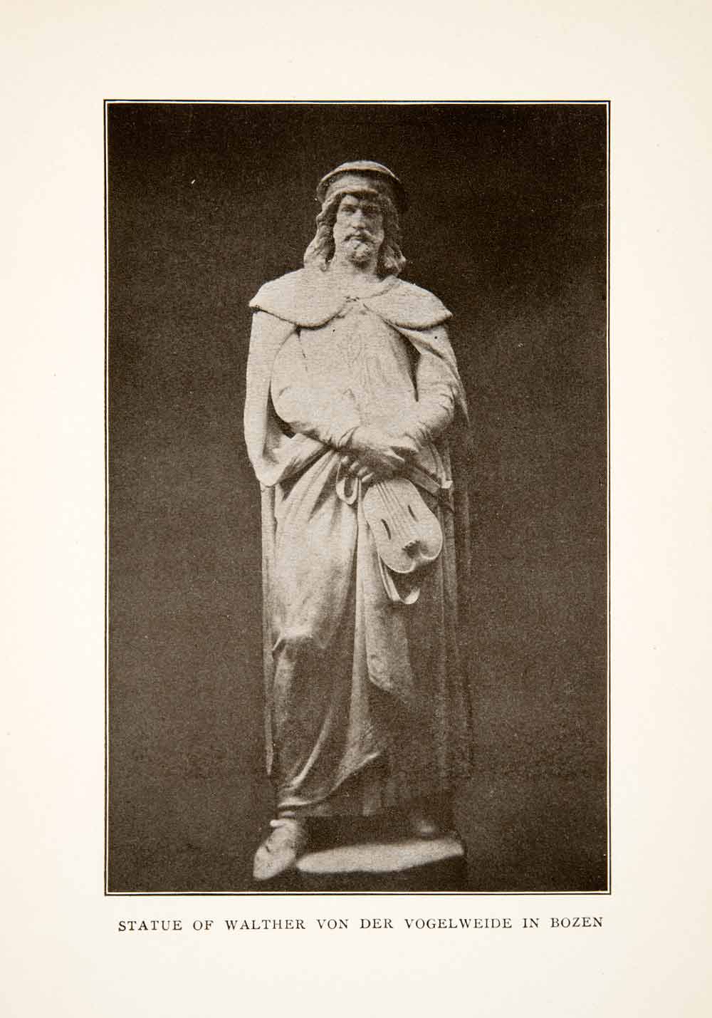 1905 Print Statue Walther von der Vogelweide Bozen Austria Musician XGXB8