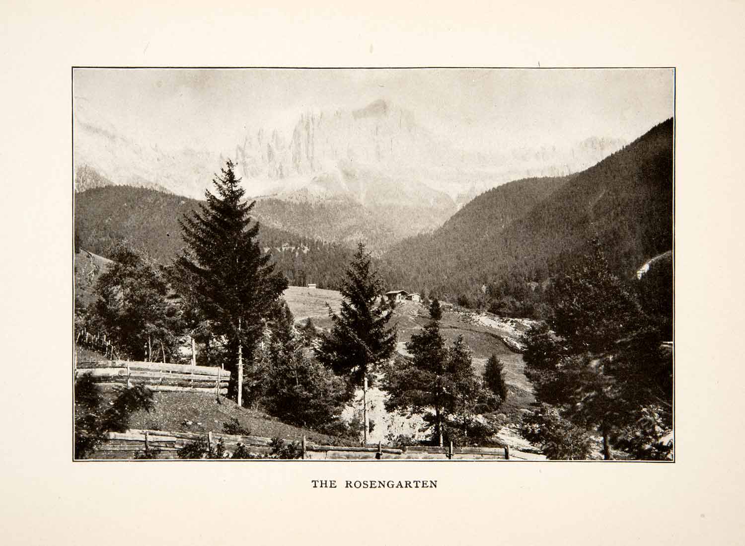 1905 Print Rosengarten Austria Landscape Cityscape Garden Mountain Alps XGXB8