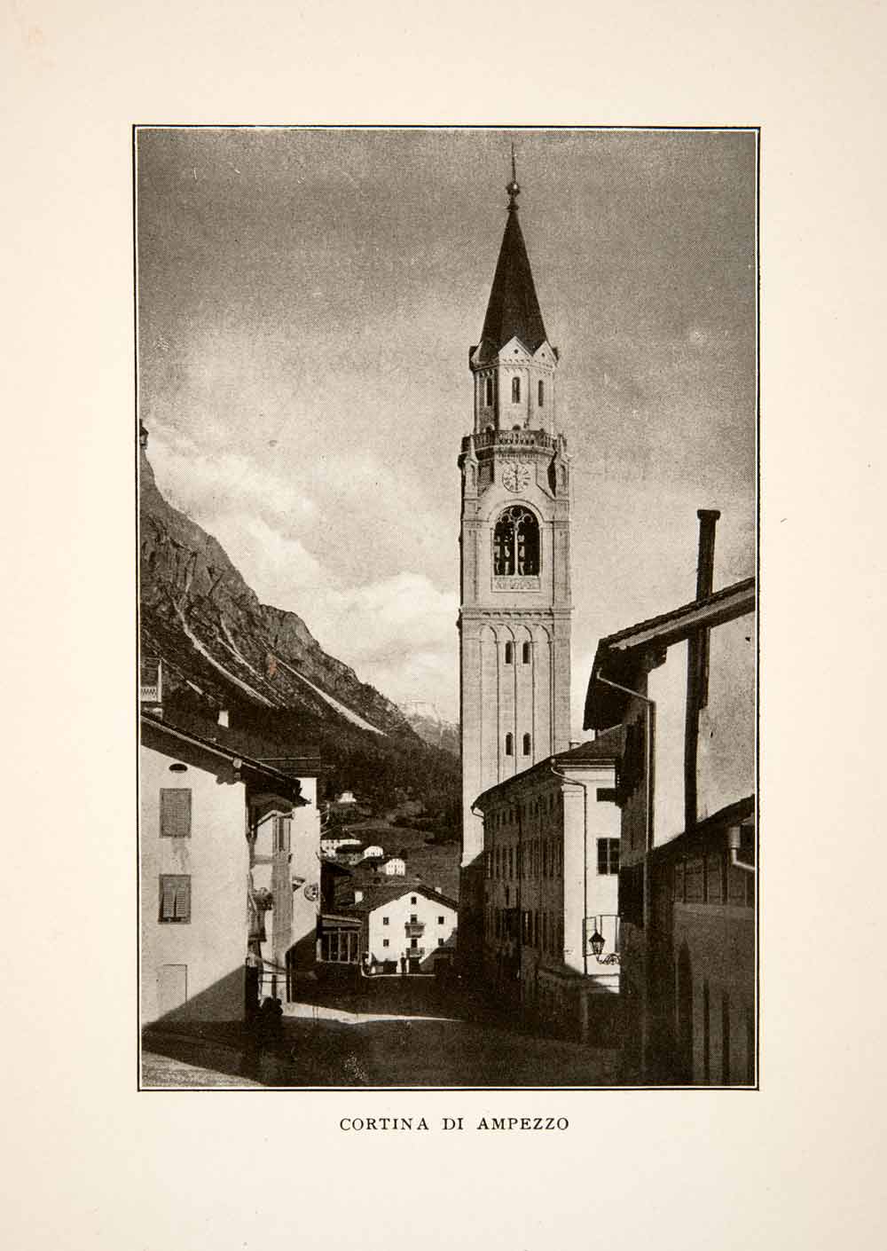1905 Print Cortina di Ampezzo Dolomitic Alps Italy Cityscape Landscape XGXB8
