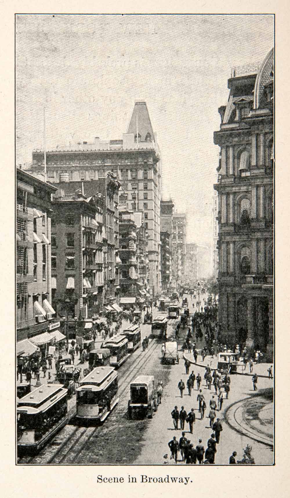 1907 Print Cityscape Famous Historic Broadway New York Street Scene XGXB9