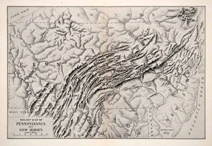 1907 Map Pennsylvania New Jersey USA Topographic New York Lake Erie XGXB9