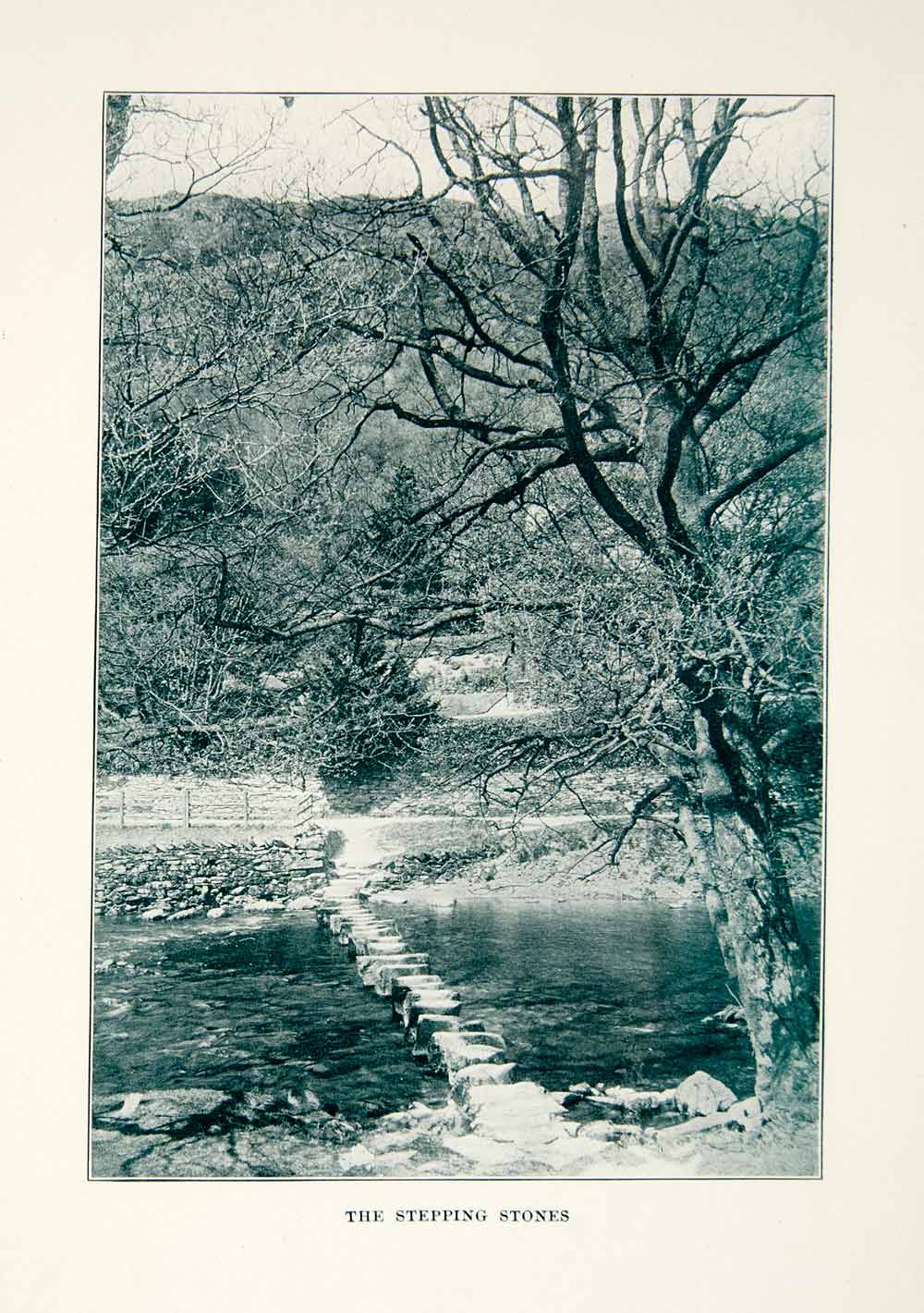 1914 Print Stepping Stones River Wilderness Nature Landscape Outdoors XGXC2