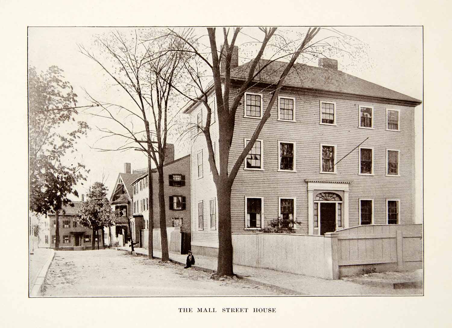 1914 Print Mall Street House Residence New England United States Town XGXC2