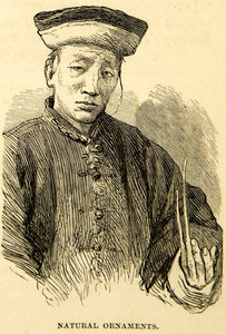1869 Wood Engraving Long Fingernails Chinese Traditional Native Clothing XGXC5
