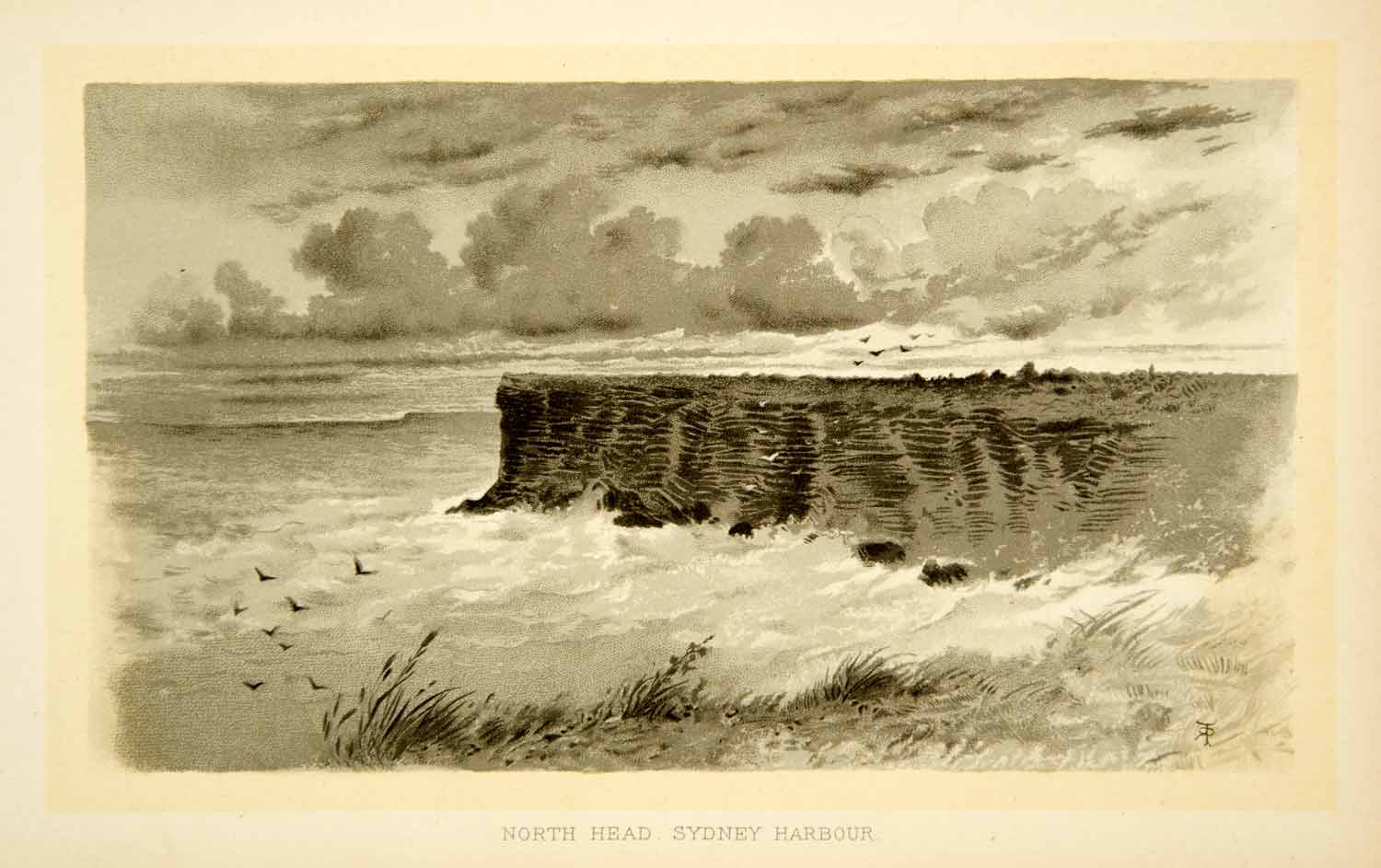 1887 Lithograph Sydney Harbor New South Wales Australia Tasman Sea Coast XGXC6