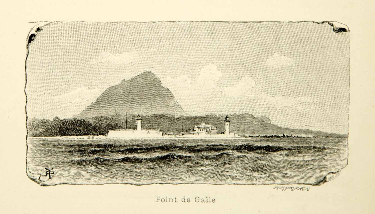 1887 Wood Engraving Point De Galle Unawatuna Sri Lanka Indian Ocean Ceylon XGXC6