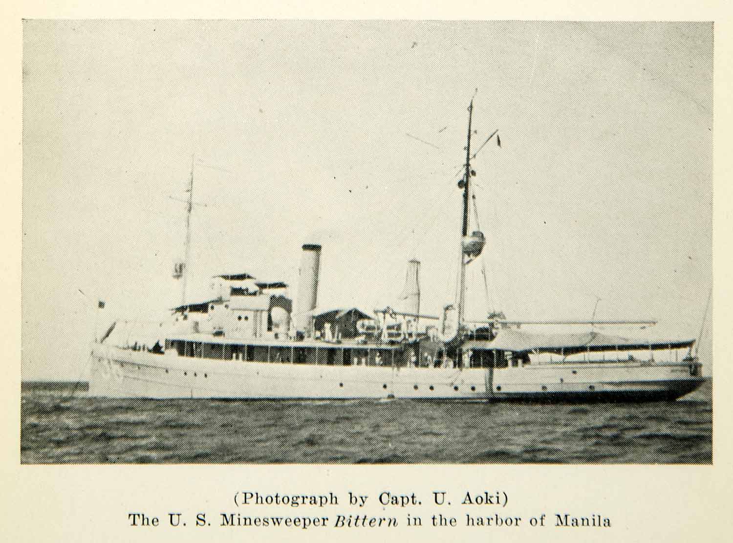 1923 Print Minesweeper Bittern Harbor Manila Pacific Historical Image Boat XGXC7
