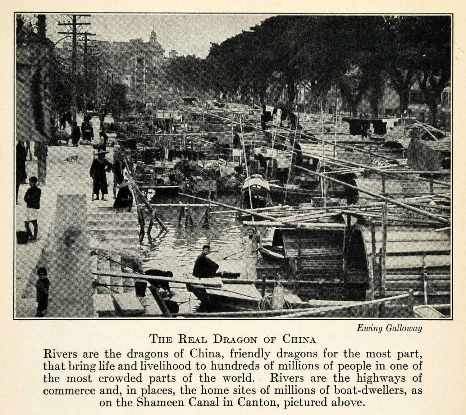 1937 Print Shameen Canal Guangdong Canton Kwangtung China Asia River XGY4