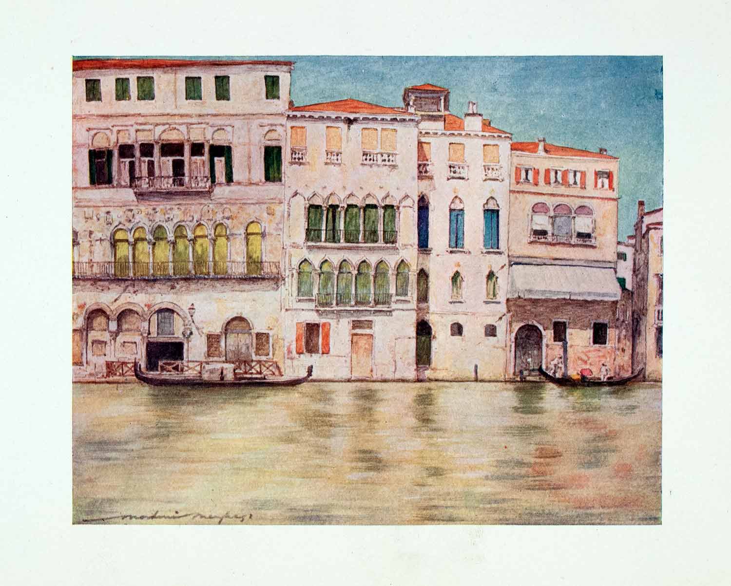 1912 Color Print Palazzo Barbarigo Grand Canal Venice Italy Mortimer XGYA1