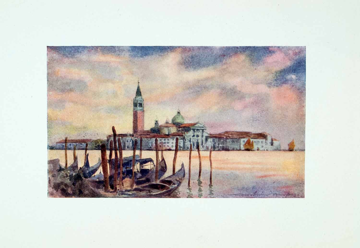 1912 Color Print Church San Giorgio Maggiore Venice Cityscape Mortimer XGYA1