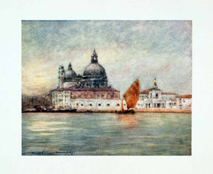 1912 Color Print Custom House Church Maria Salutre Venice Italy Mortimer XGYA1