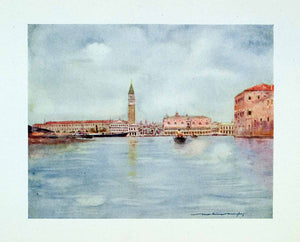 1912 Color Print Saint Marks Basin Cityscape Tower Venice Italy Mortimer XGYA1