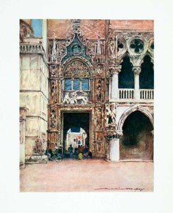 1912 Color Print Porta della Carta Doge Palace Venice Italy Mortimer XGYA1