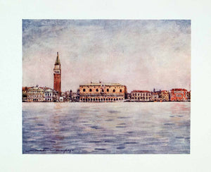 1912 Color Print Saint Marks Basin Venice Italy Cityscape Canal Mortimer XGYA1