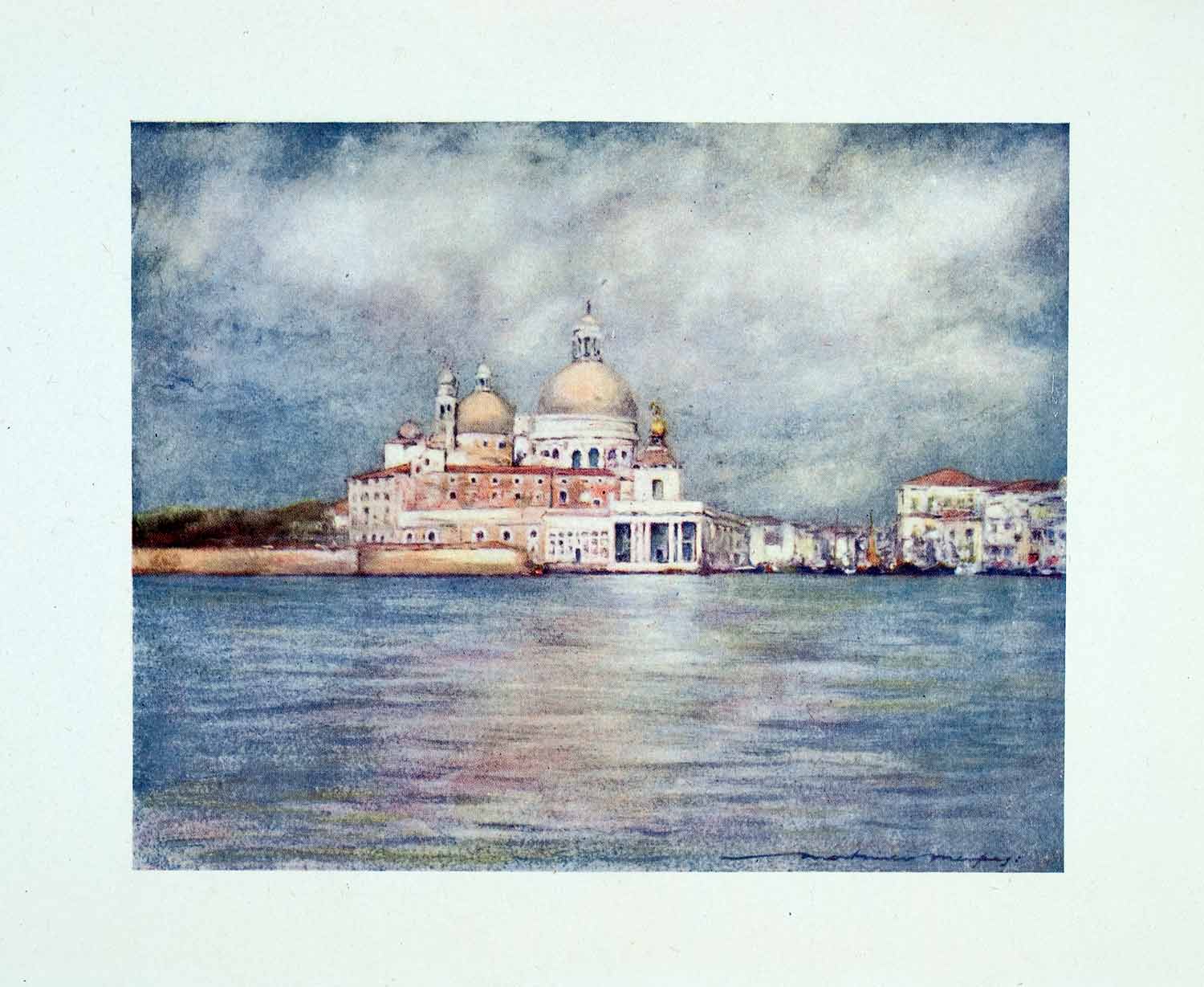1912 Color Print Church Punta Dogana Santa Maria Salute Venice Mortimer XGYA1