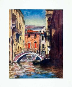 1912 Color Print Osmarin Canal Bridge Architecture Venice Italy Mortimer XGYA1