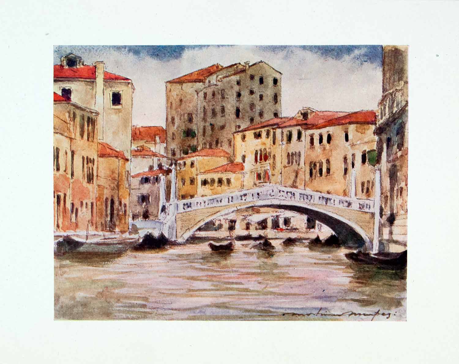 1912 Color Print Bridge Palazzo Labia Architecture Venice Italy Mortimer XGYA1