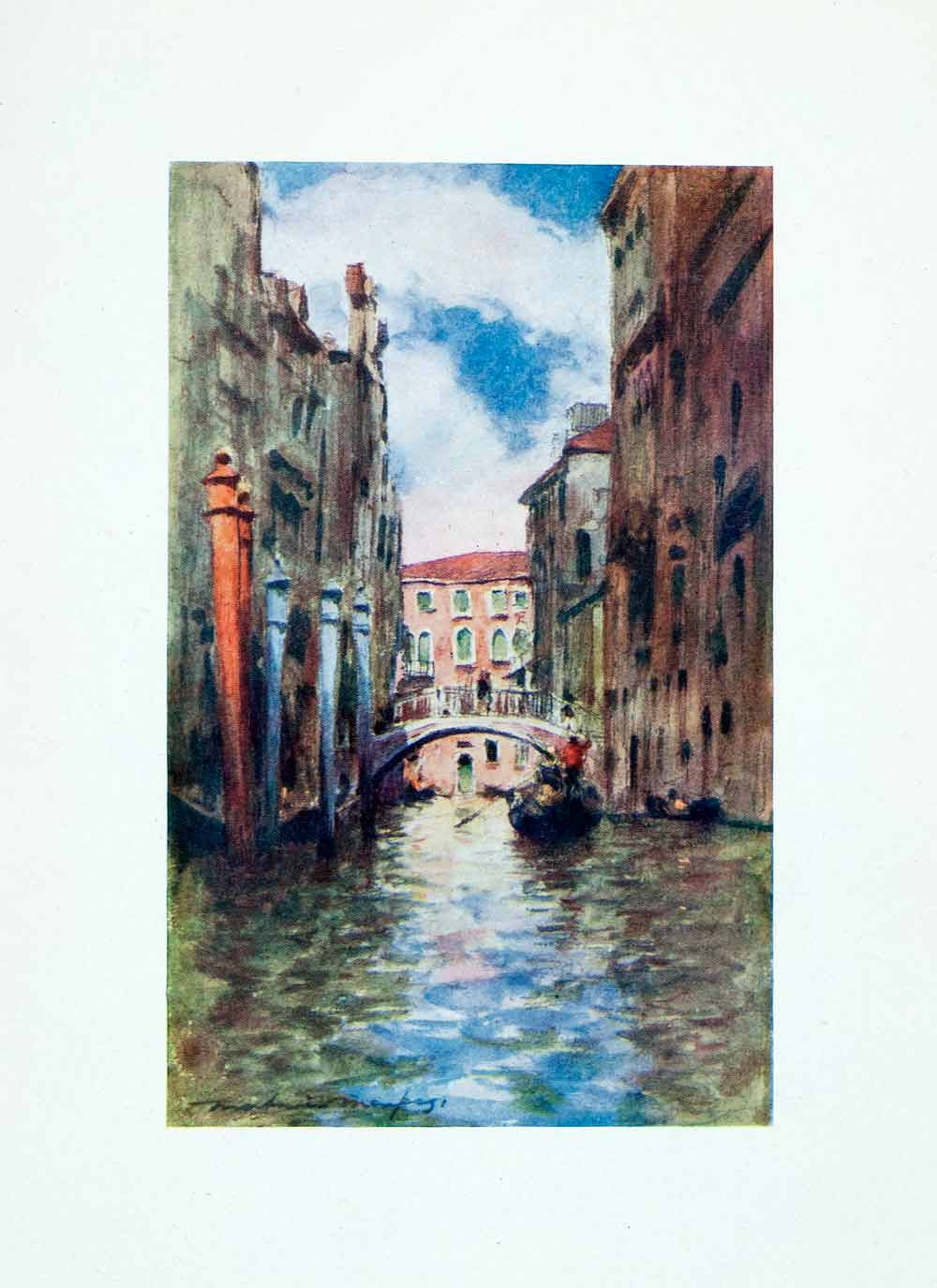 1912 Color Print Rio San Marina River Architecture Venice Italy Mortimer XGYA1 - Period Paper
