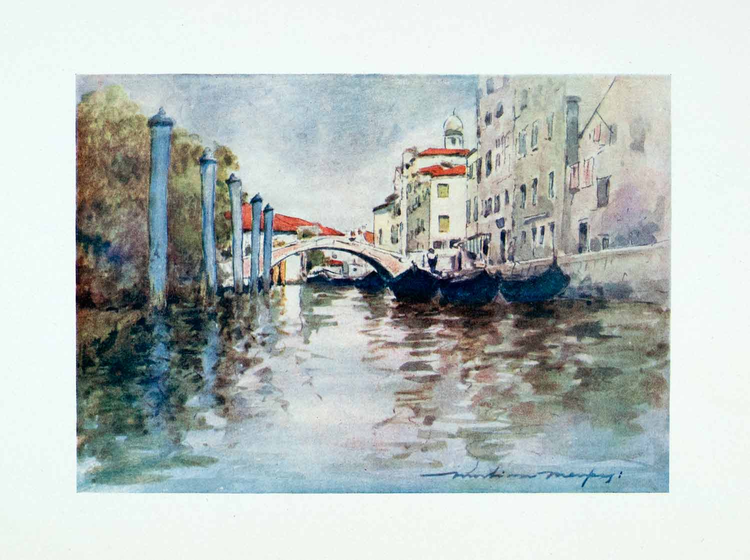 1912 Color Print Timber Boats Shore Adriatic Ocean Venice Italy Mortimer XGYA1