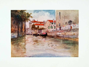 1912 Color Print Rio Chiesa degli Ognissanti Venice River Italy Mortimer XGYA1