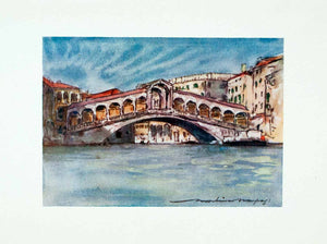 1912 Color Print Historic Rialto Bridge Grand Canal Venice Italy Mortimer XGYA1